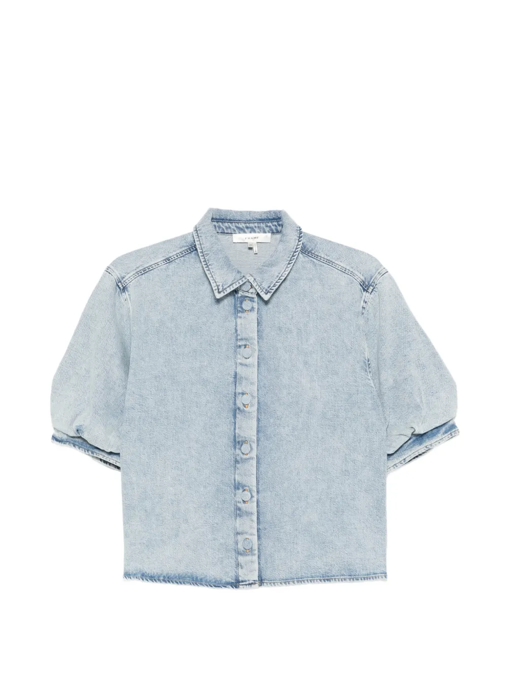 FRAME puff-sleeve acid-wash shirt - Blau