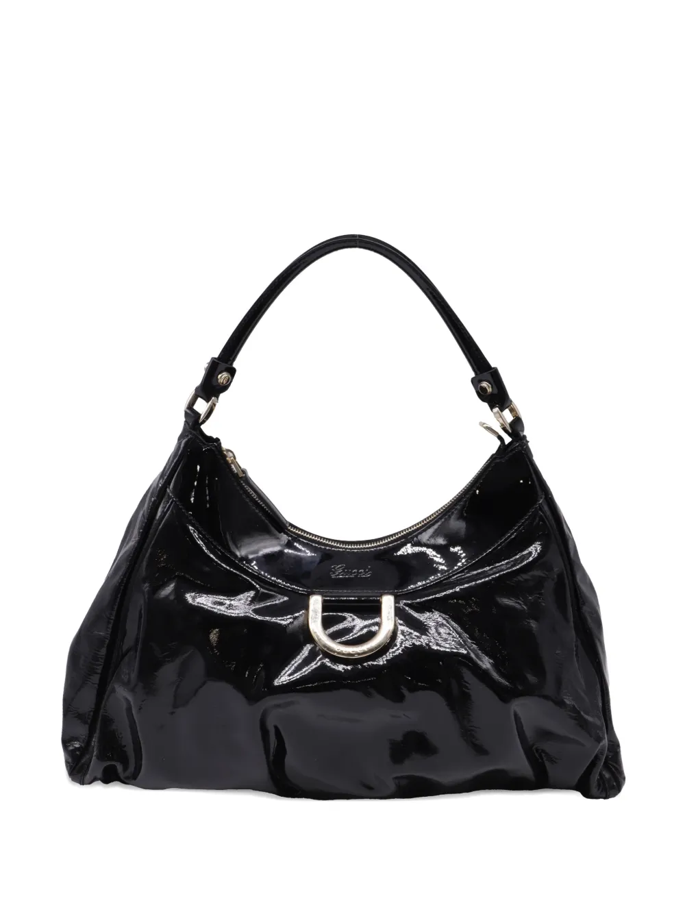 Gucci Pre-Owned large d-ring patent leather hobo bag - Nero