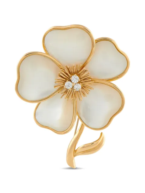 Van Cleef & Arpels Rose de Nol diamond and mother of pearl brooch