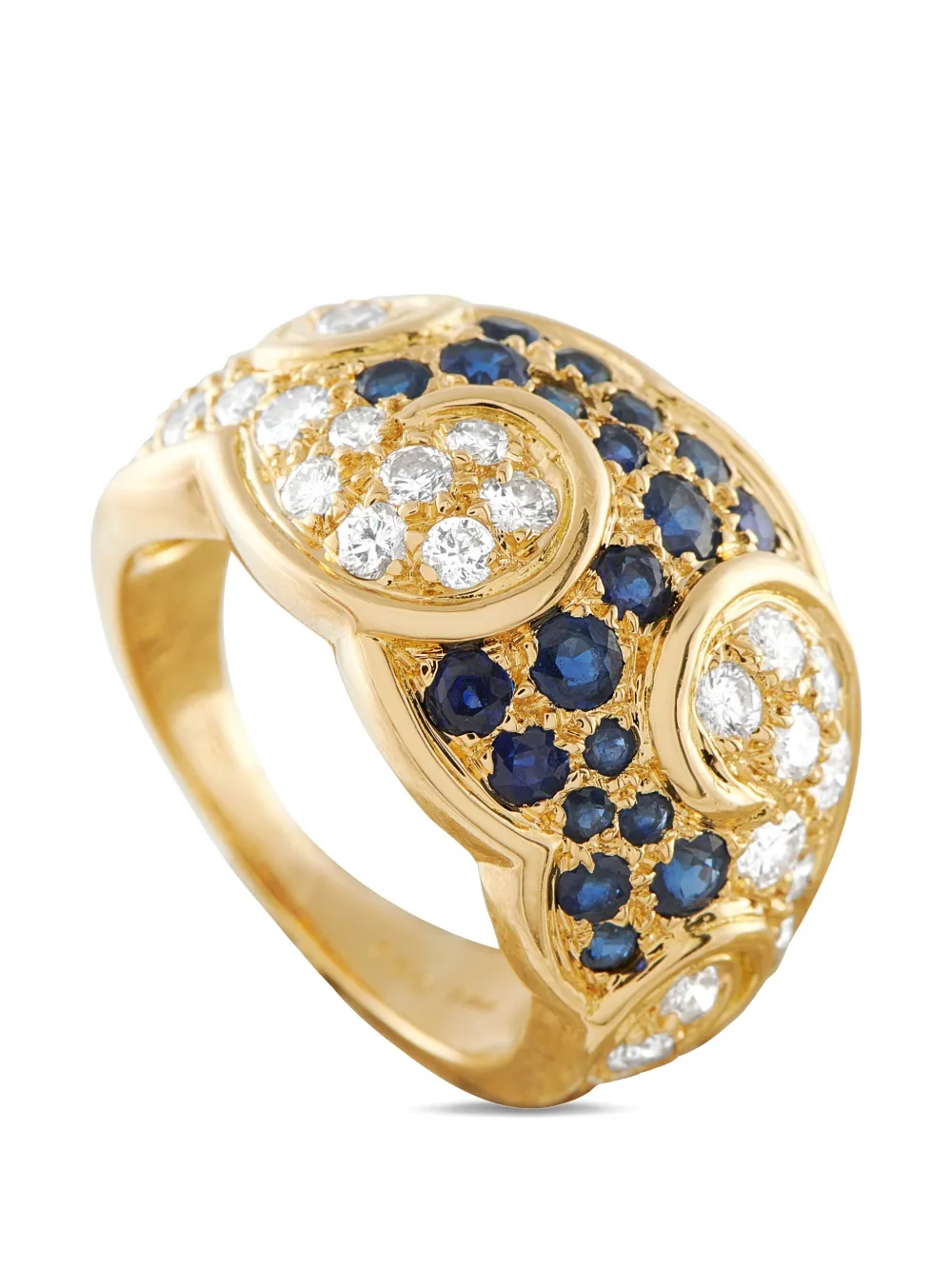 Christian Dior Pre-Owned wide-band diamond and sapphire ring - Oro