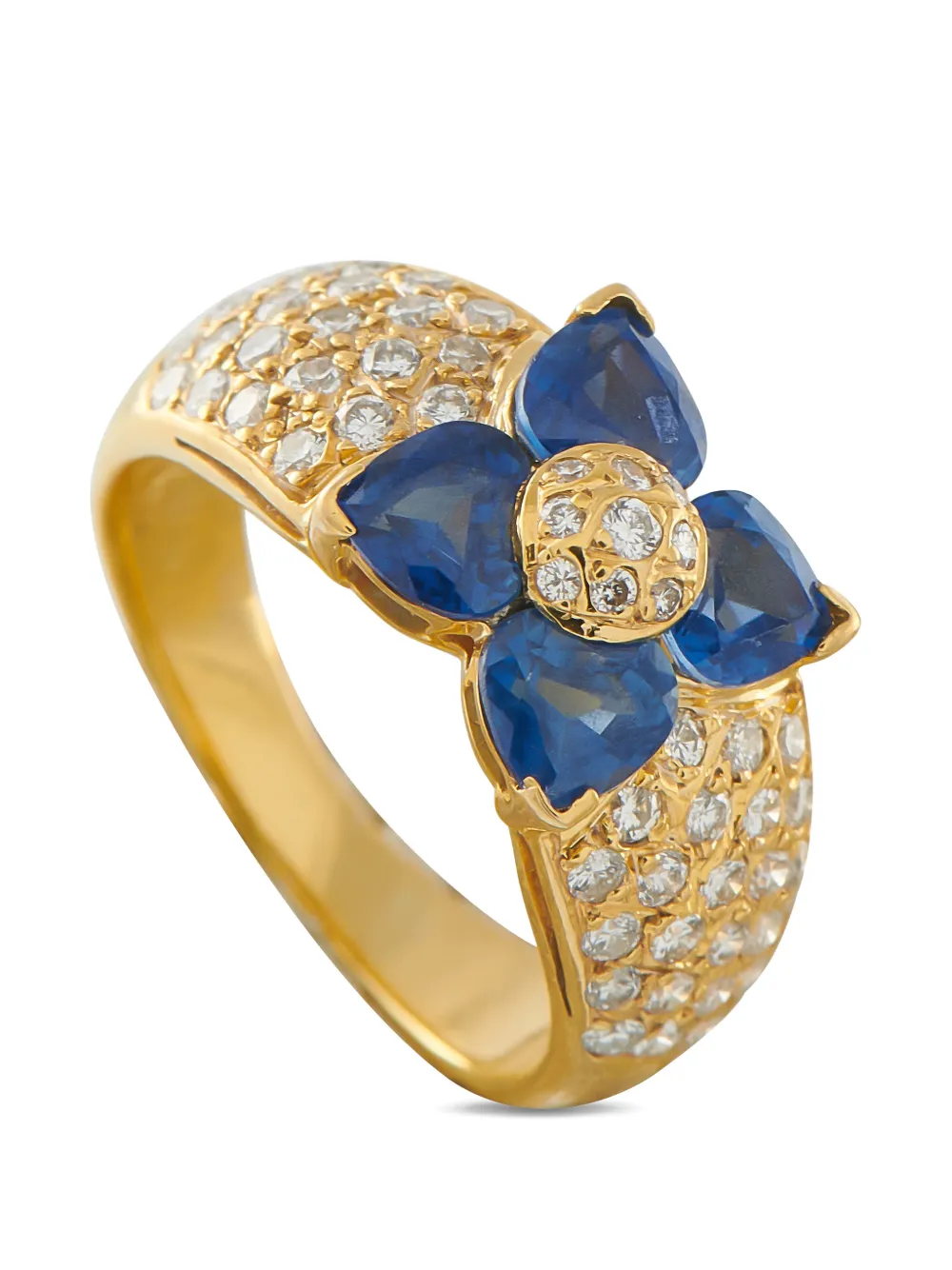 Van Cleef & Arpels flower-motif diamond and sapphire ring - Oro
