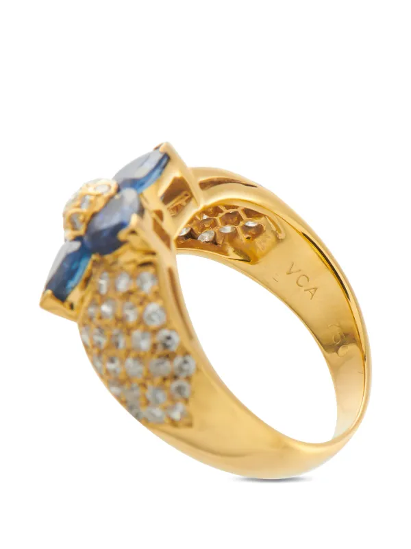 サファイア 花形 ゴールド k18リングフラワー Van Cleef & Arpels フラワーモチーフ ダイヤモンド＆サファイア