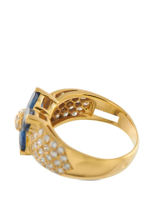 サファイア 花形 ゴールド k18リングフラワー Van Cleef & Arpels フラワーモチーフ ダイヤモンド＆サファイア