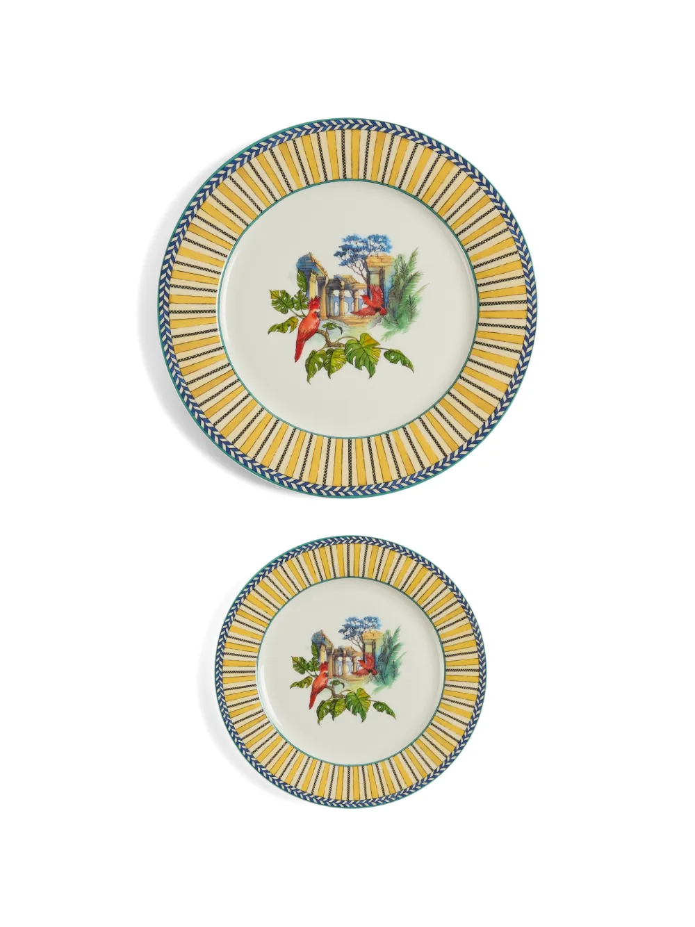 Lisa Corti Jungle Parrot porcelain plate (set of 2) - Giallo