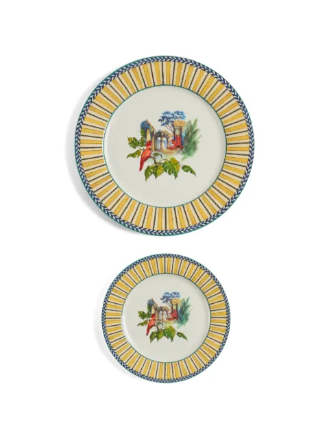 Lisa Corti Jungle Parrot porcelain plate (set of 2)