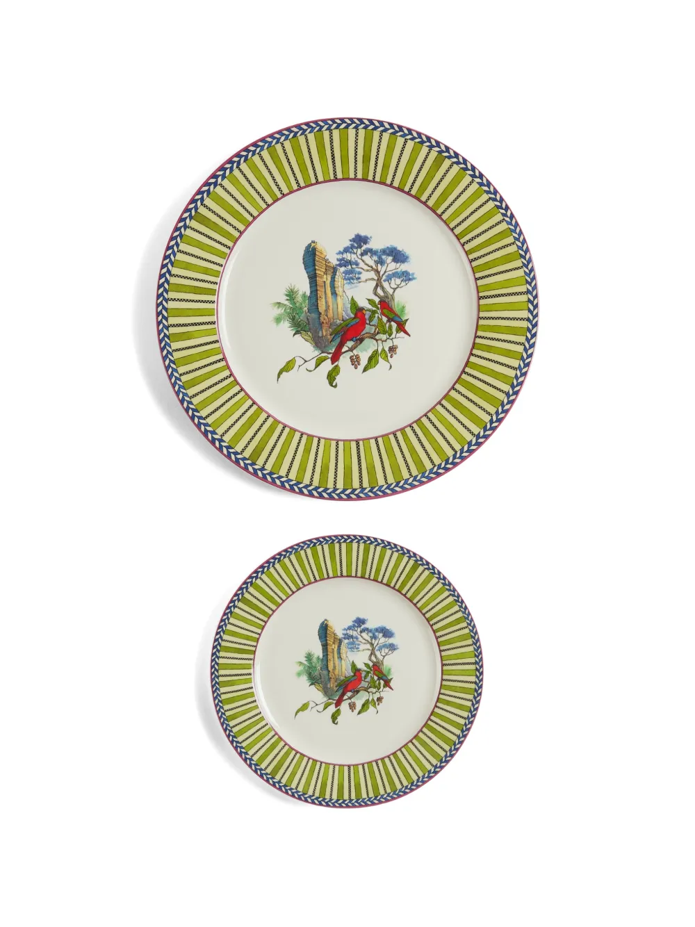 Lisa Corti Jungle Parrot porcelain plate (set of 2) - Verde