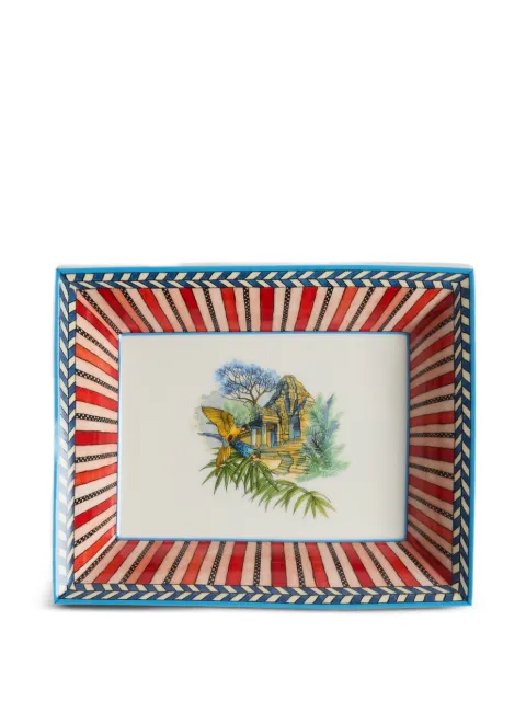 Lisa Corti Jungle Parrot porcelain charger tray