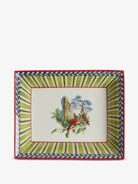 Lisa Corti Jungle Parrot porcelain charger tray