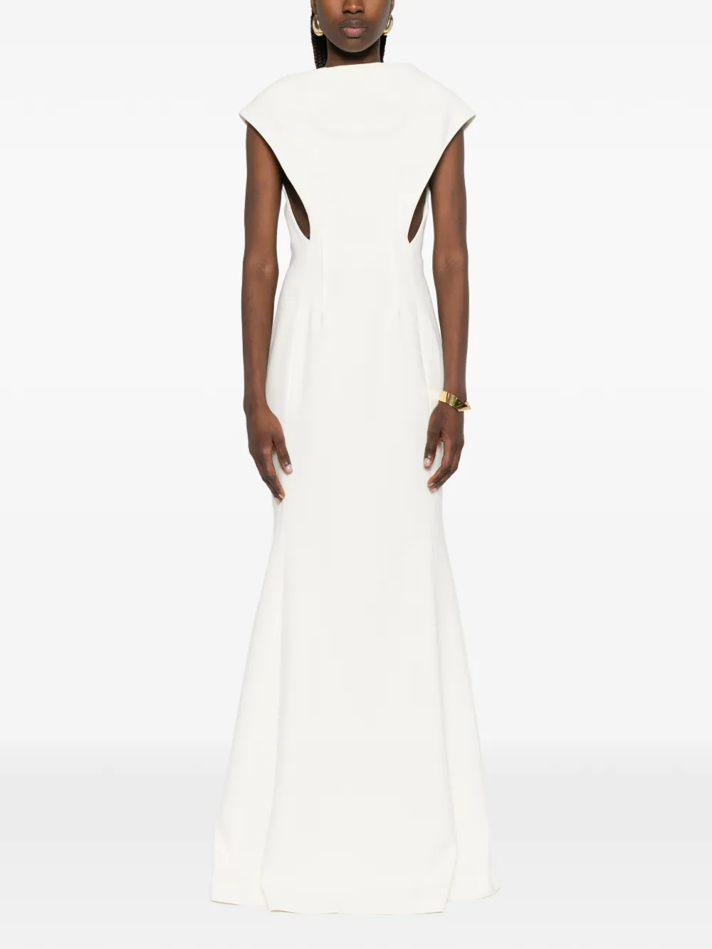  Jil Sander Vestido Largo Drapeado - Blanco 