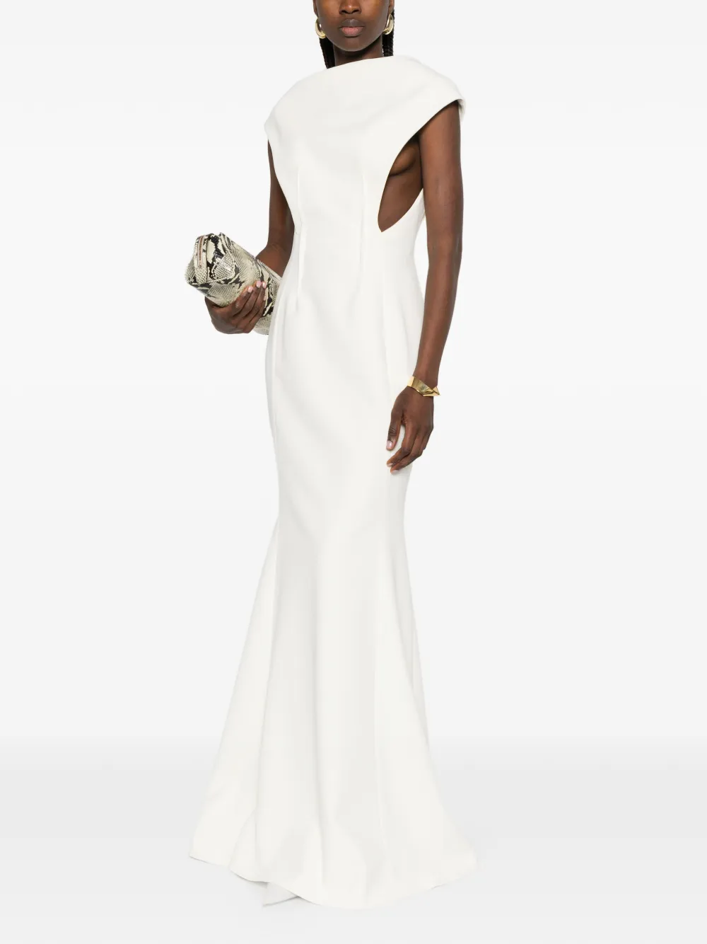  Jil Sander Vestido Largo Drapeado - Blanco 