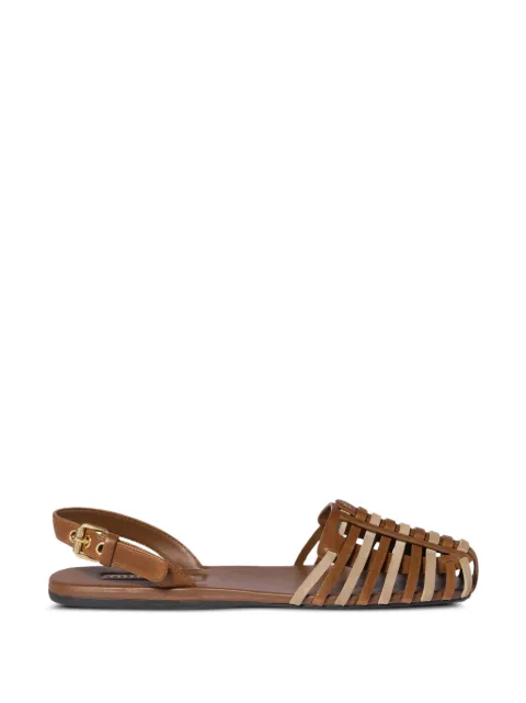 Miu Miu leather strappy flat ballerinas