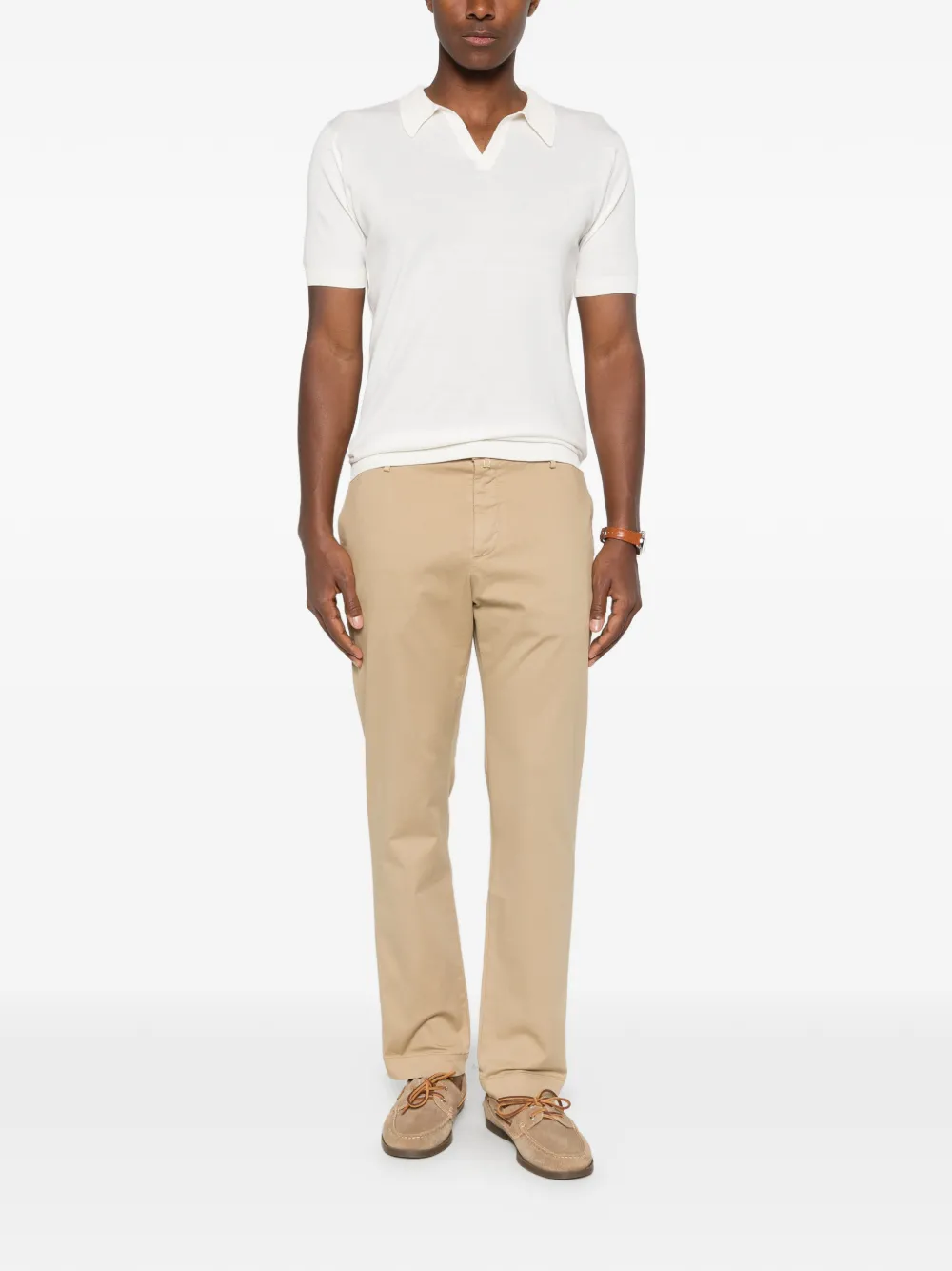 John Smedley Noah T-shirt met V-hals Beige