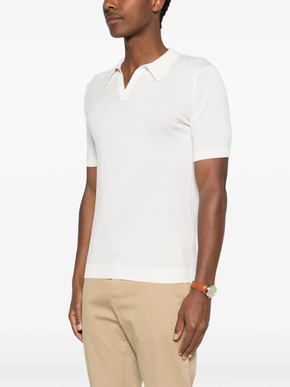 John Smedley Noah T-shirt met V-hals Beige