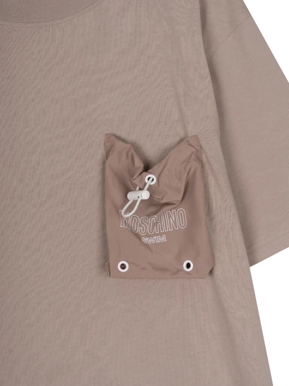 Moschino T-shirt met zak en trekkoord Bruin