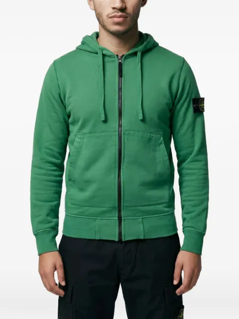 Stone Island logo-patch zip-up hoodie