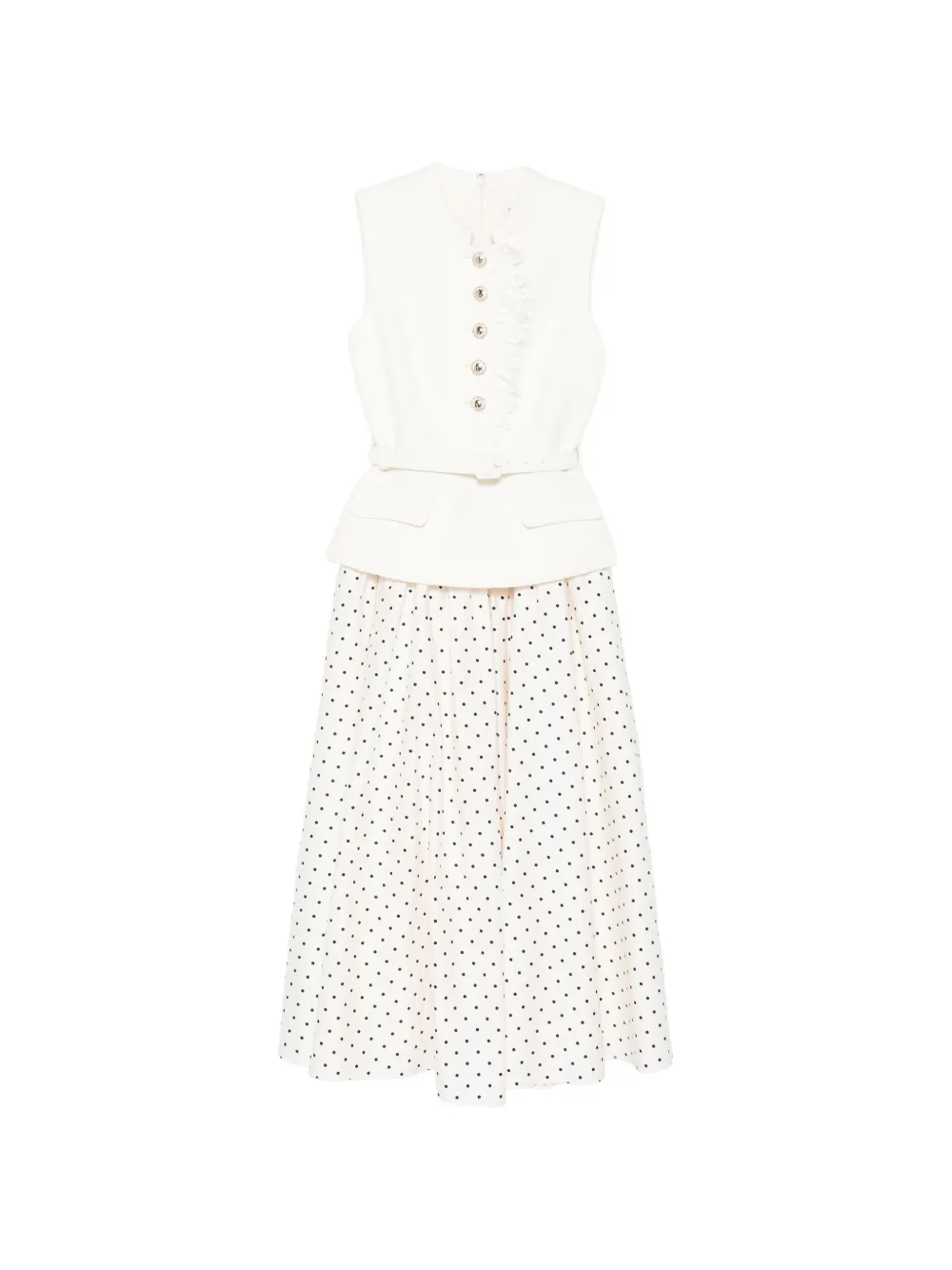 Self-Portrait polka-dot belted midi dress - Toni neutri