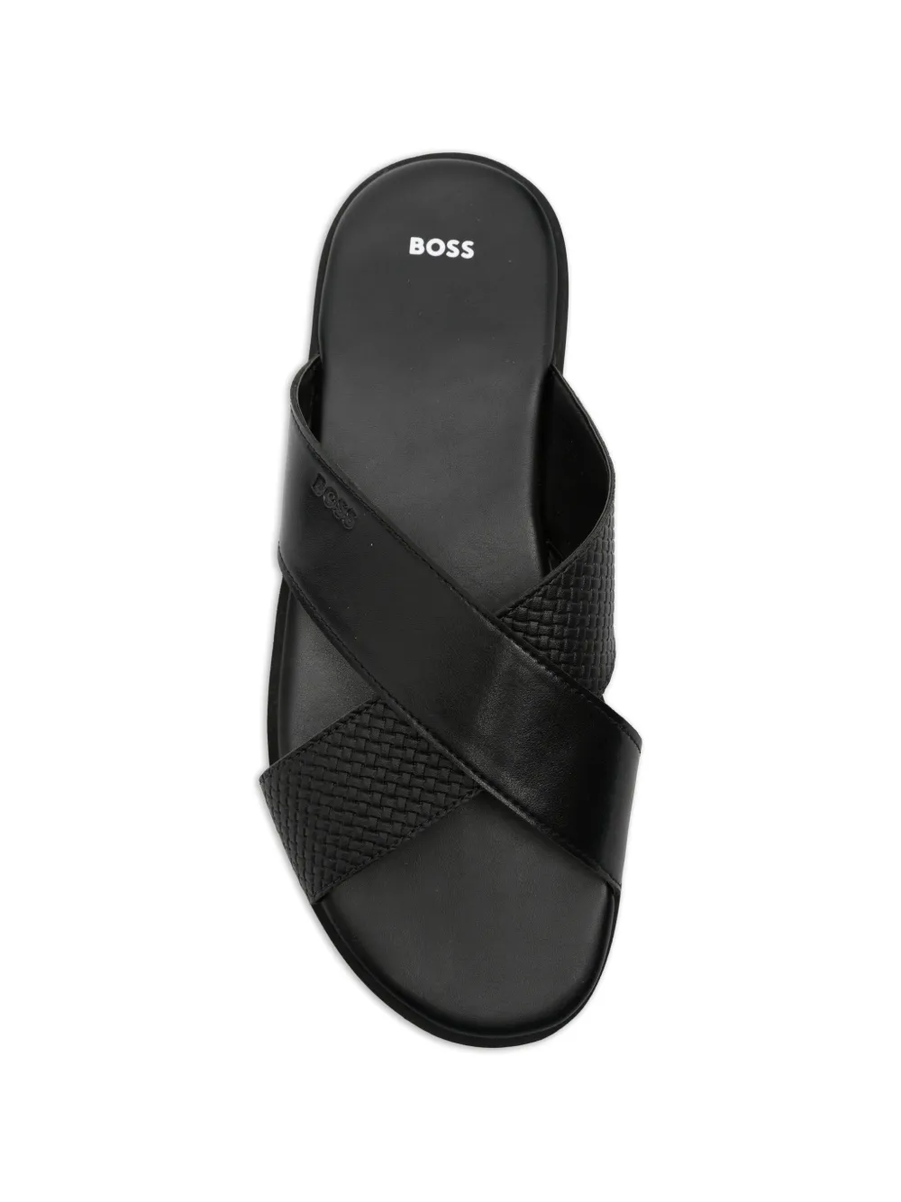 BOSS Darrel crisscross strap slides Zwart