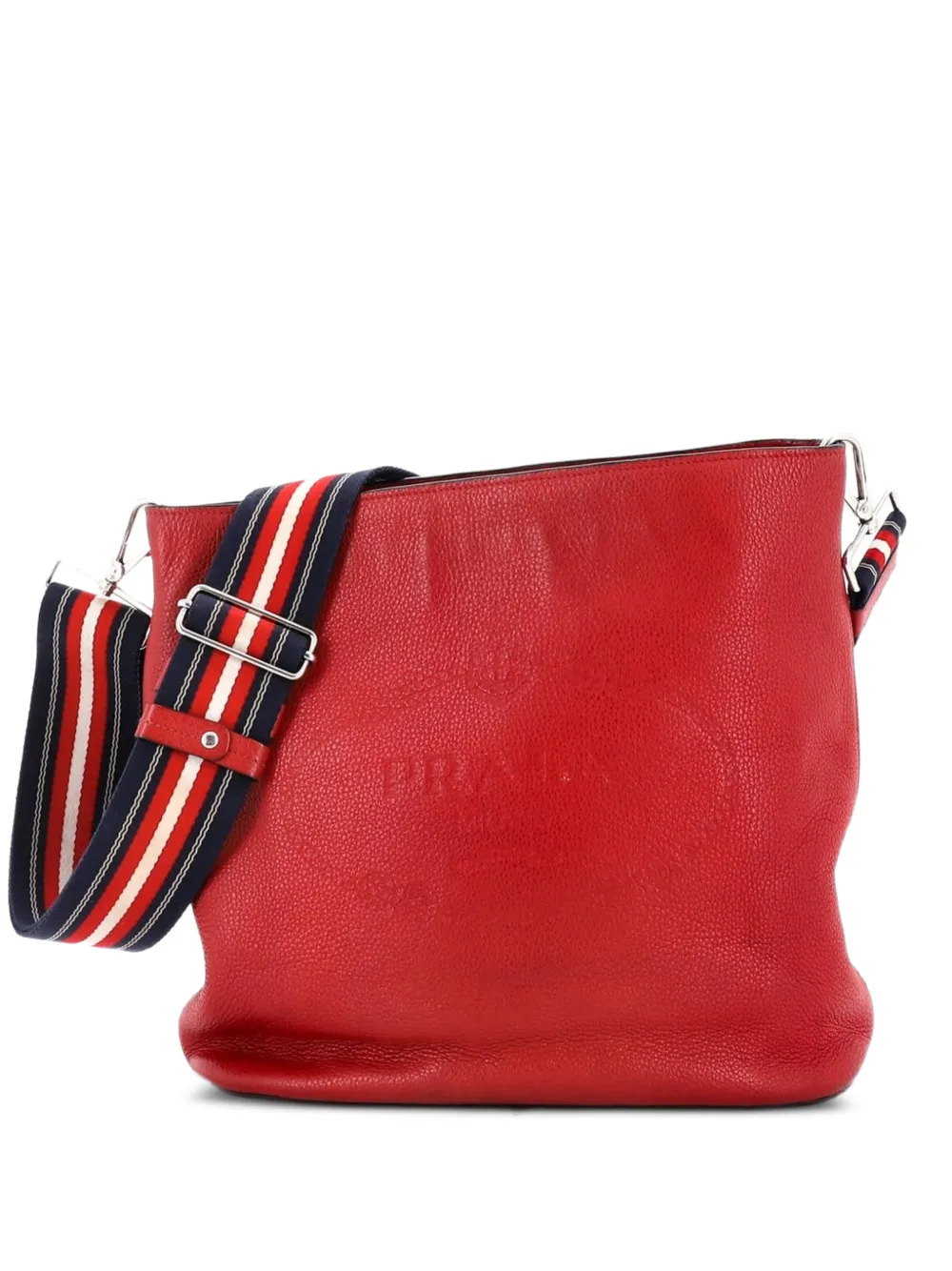 Prada Pre-Owned Logo Bucket Messenger Bag Vitello Phenix Small crossbody bag - Rosso