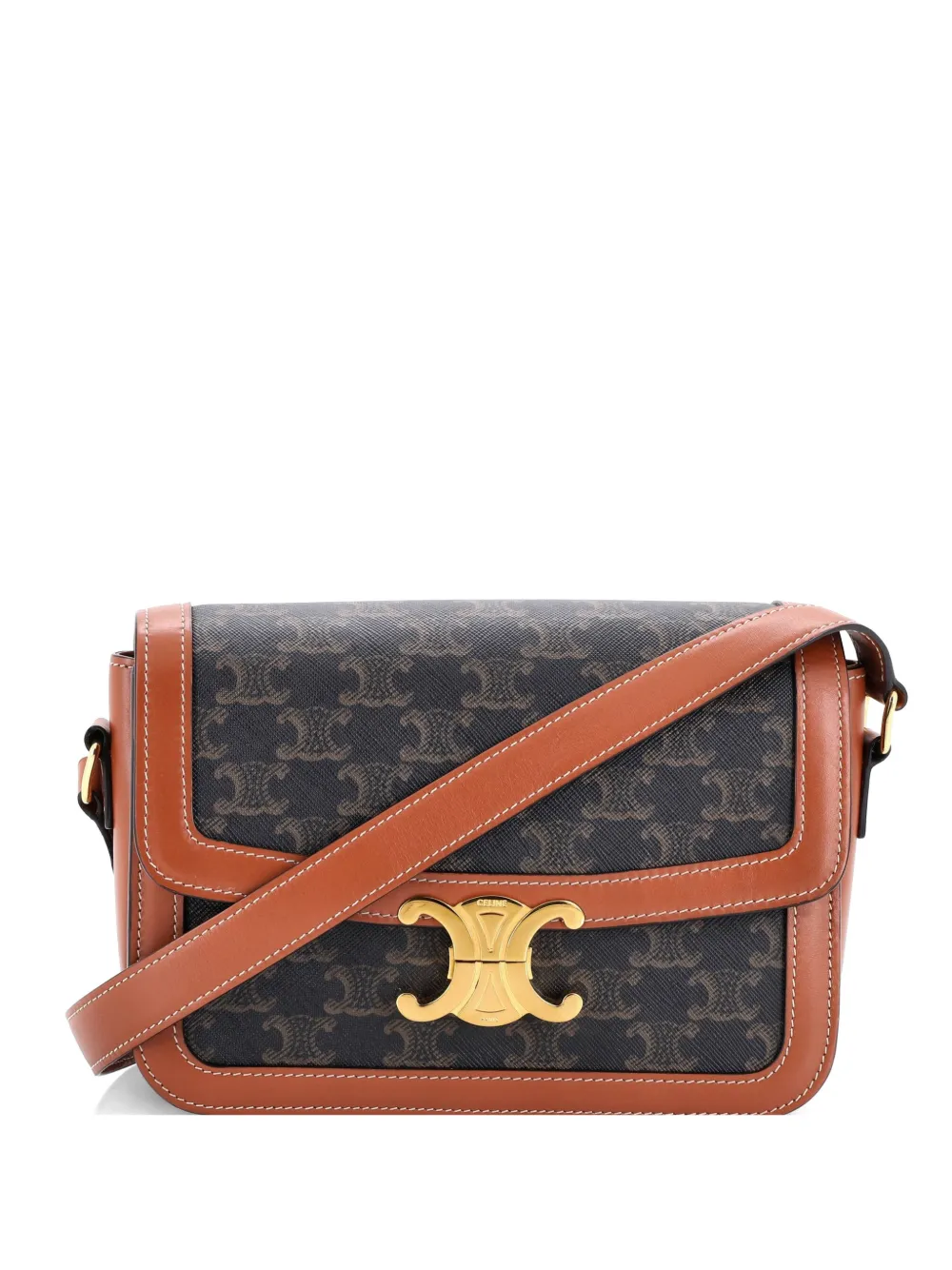 Celine Pre-Owned Triomphe Triomphe Coated Canvas Medium shoulder bag - Marrone