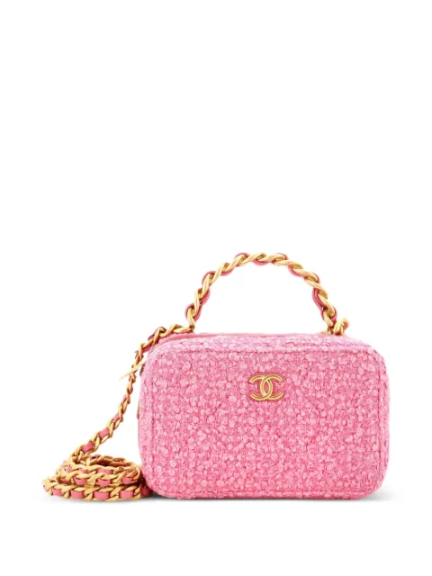 CHANEL Pre-Owned Woven Chain Top Handle Vanity Case Quilted Tweed Mini pouch