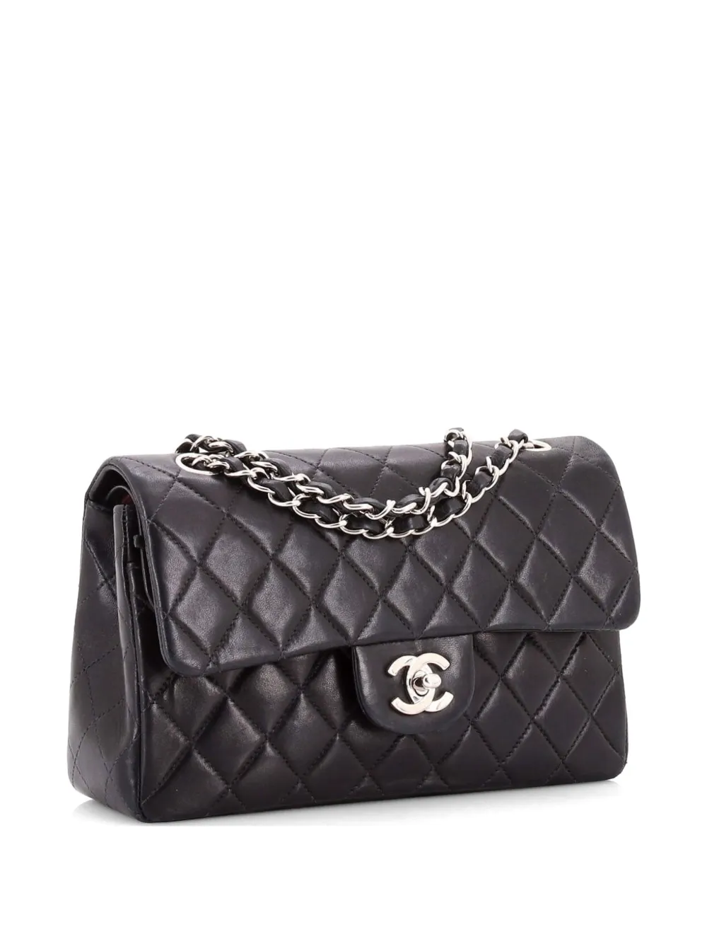 CHANEL Pre-Owned Classic Double Flap Bag Quilted Lambskin Small shoulder bag - Nero