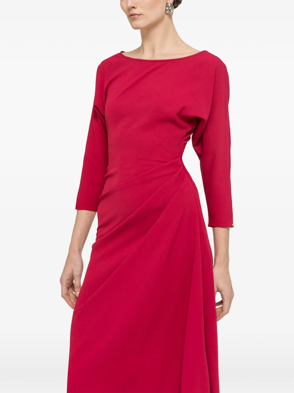 NISSA pleat midi dress - Rosso