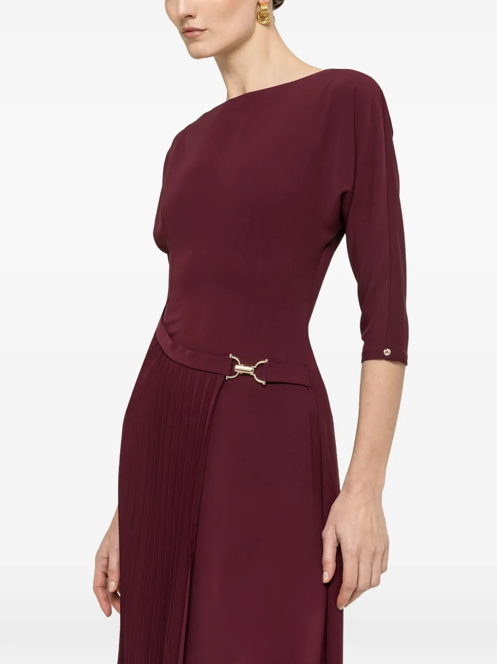 NISSA pleat-detail midi dress - Red