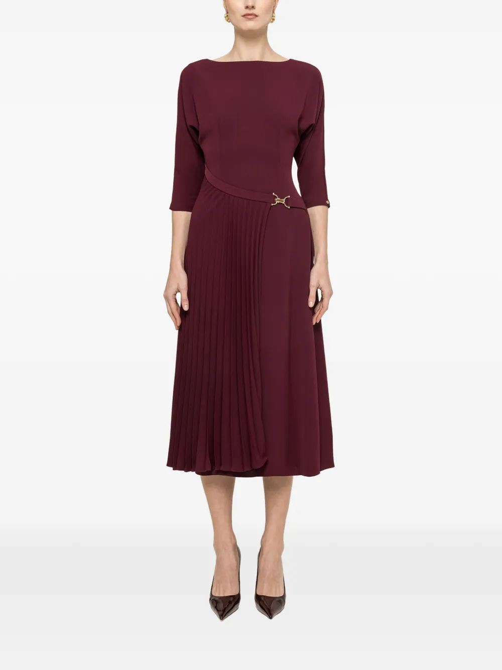 NISSA Geplooide midi-jurk - Rood