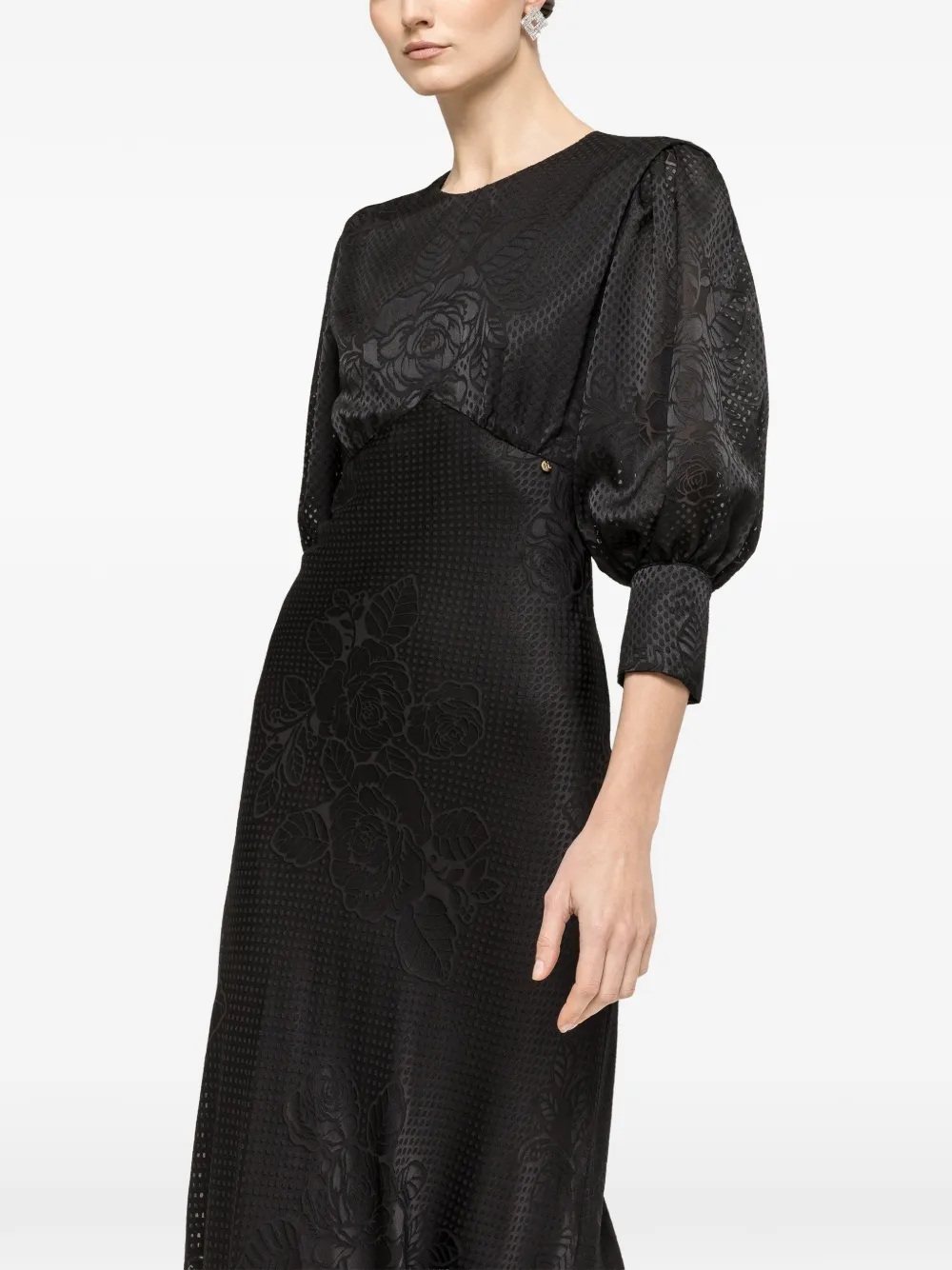 NISSA puff-sleeve midi dress - Schwarz