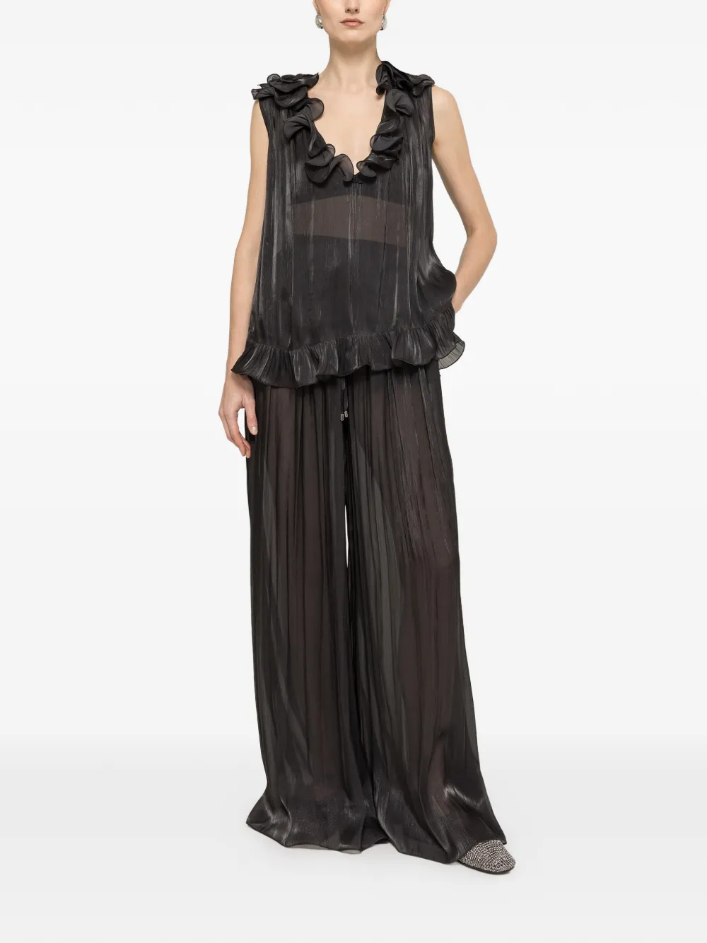  Nissa Ruffled Trousers - Black 