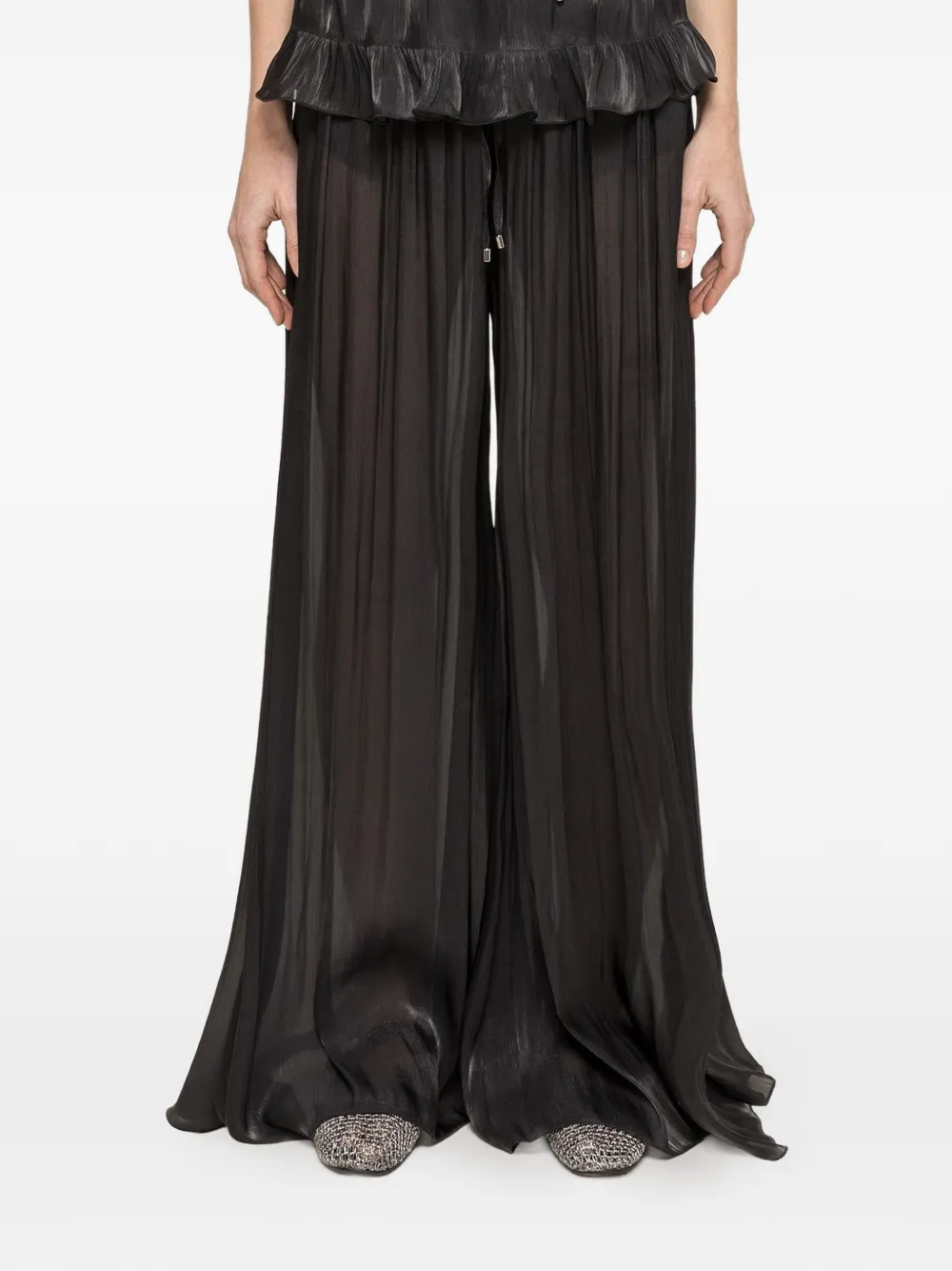 NISSA ruffled trousers - Nero