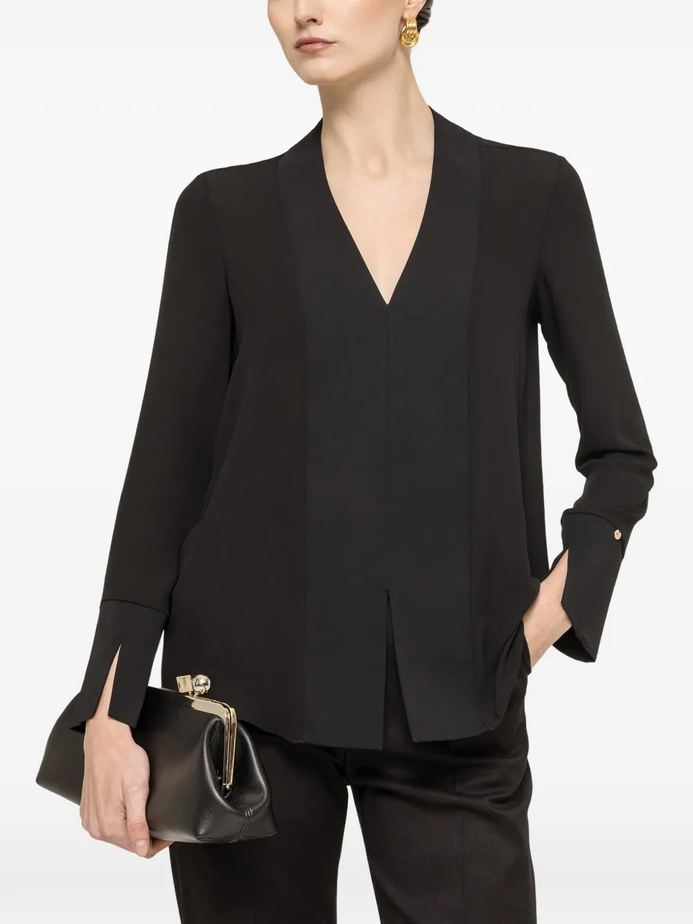 NISSA V-neck panelled top - Nero