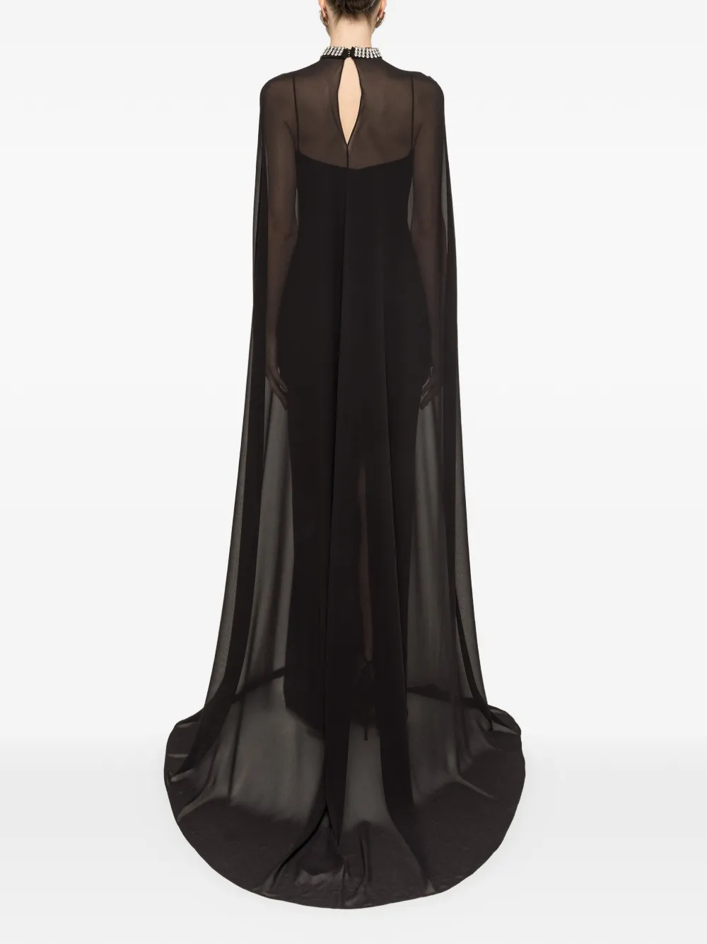 NISSA Maxi-jurk met afneembare cape Zwart