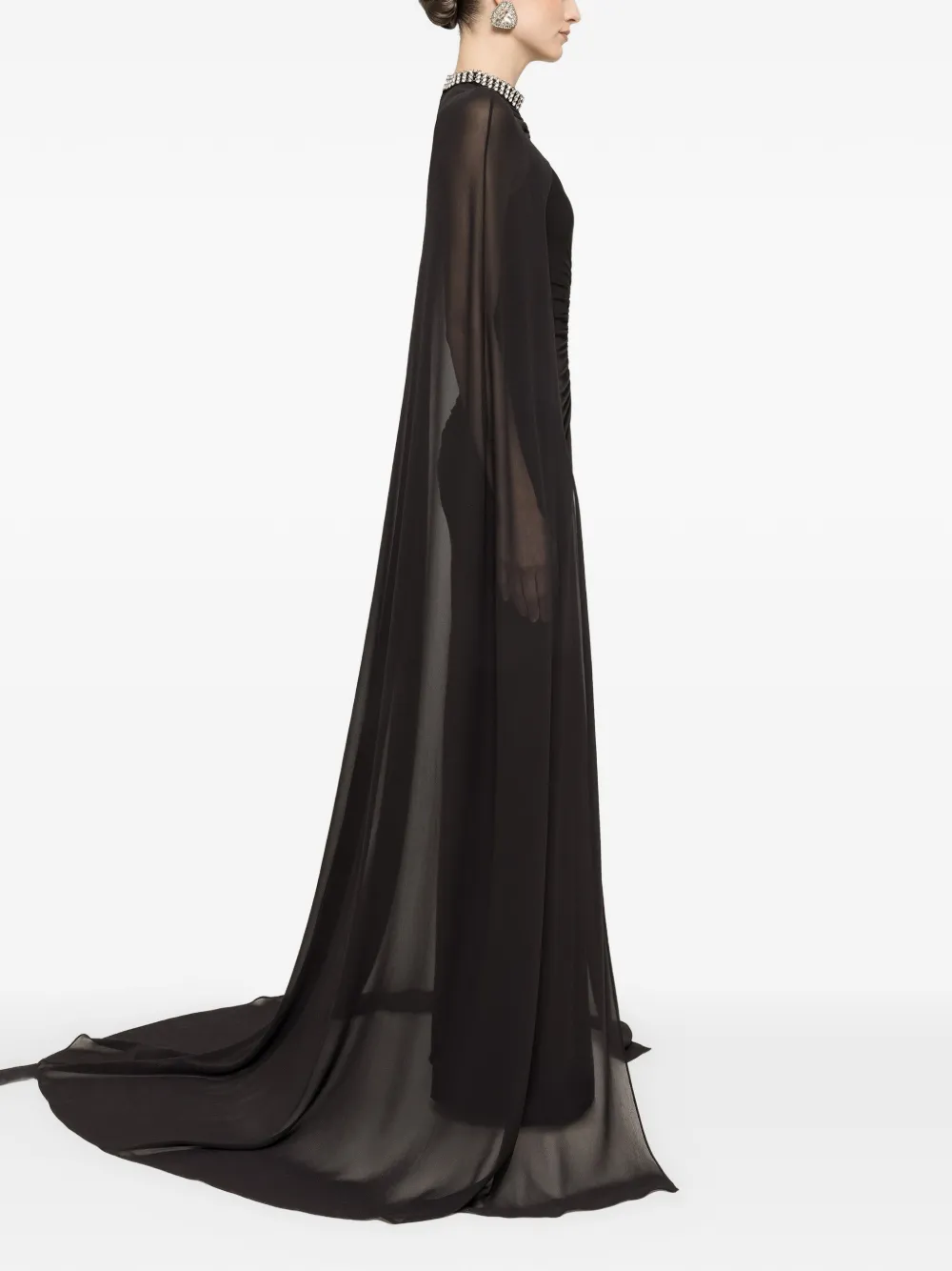 NISSA Maxi-jurk met afneembare cape Zwart