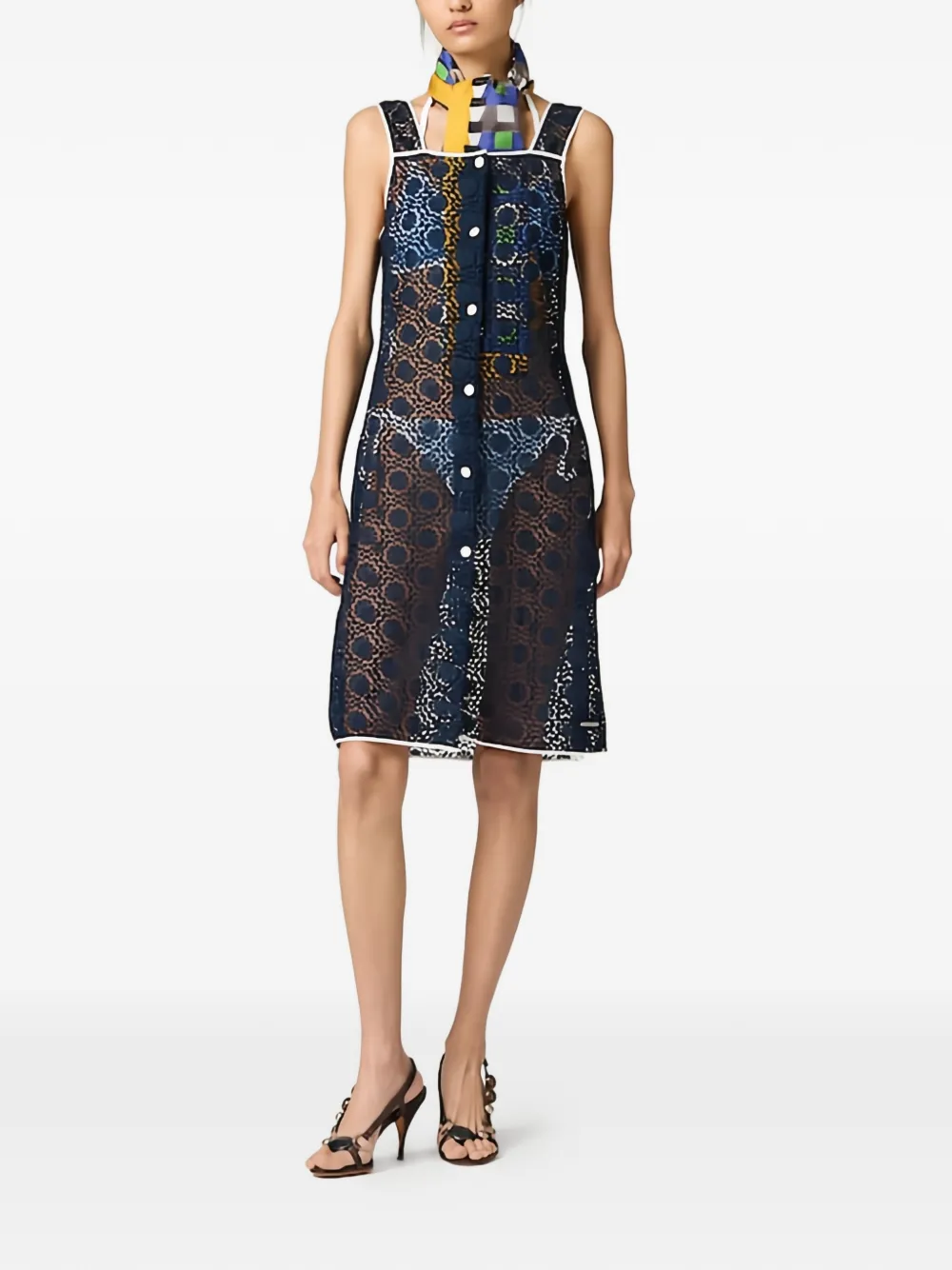 Miu Miu Abito corto in pizzo macramè - Nero