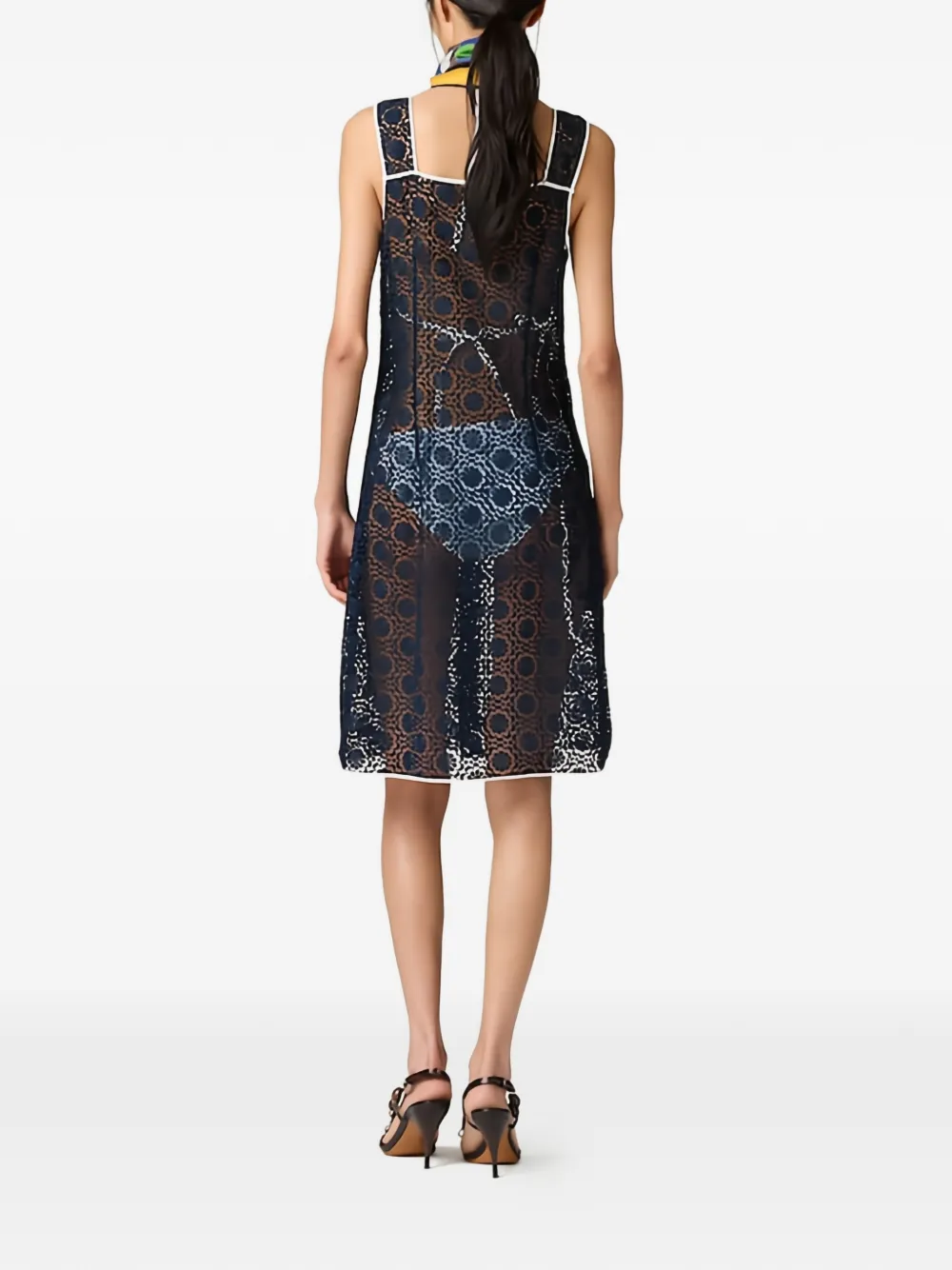 Miu Macrame mini-jurk met kant Zwart