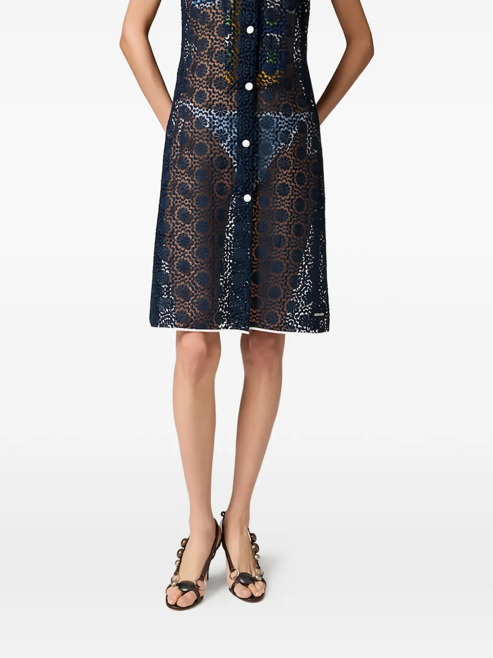Miu Macrame mini-jurk met kant Zwart