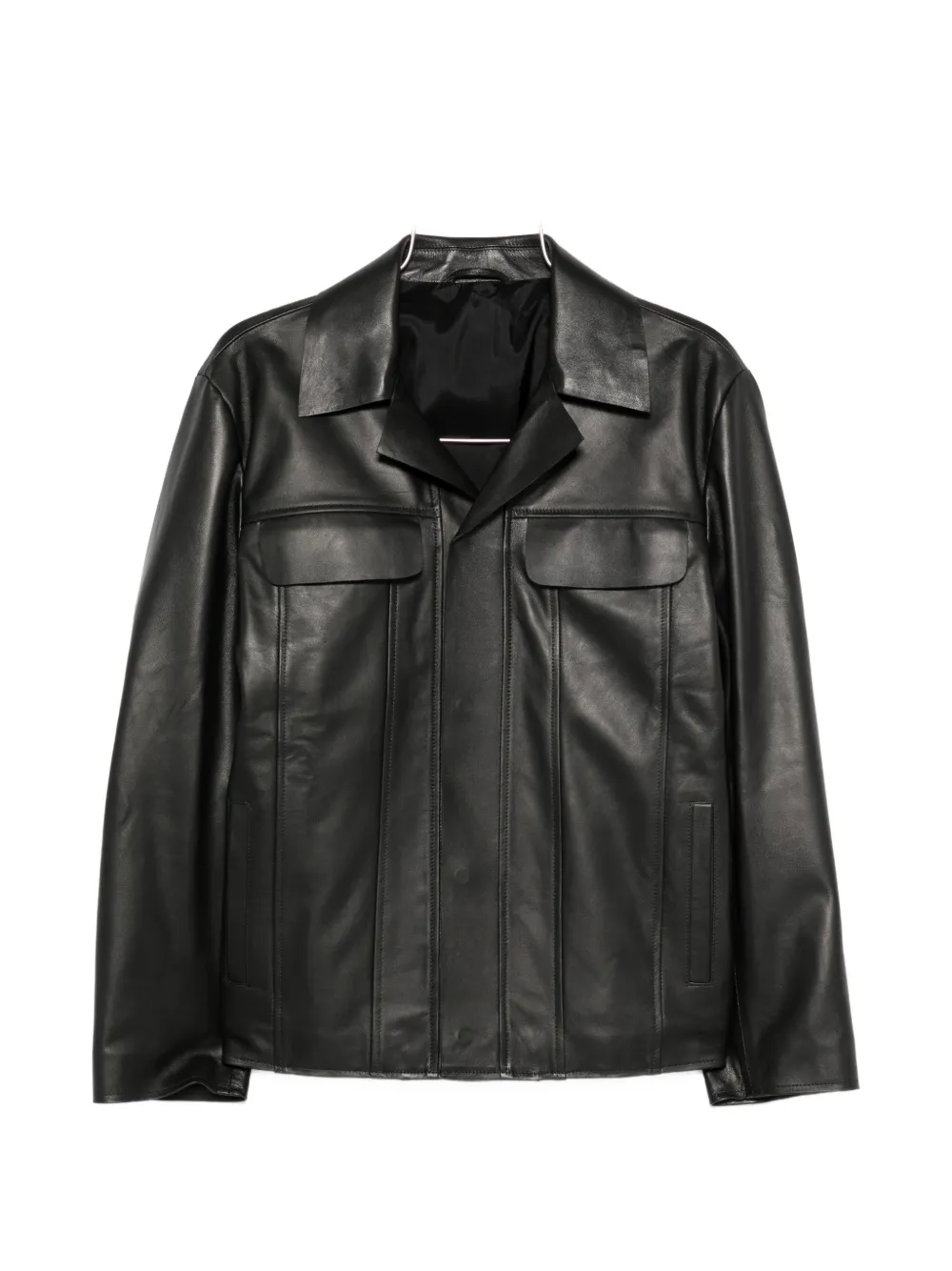 Lardini leather flap-pocket jacket - Nero