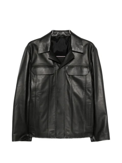 Lardini leather flap-pocket jacket