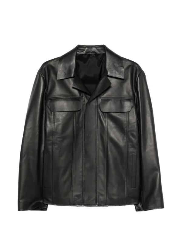 Lardini フラップポケット レザージャケット | ブラック | FARFETCH JP