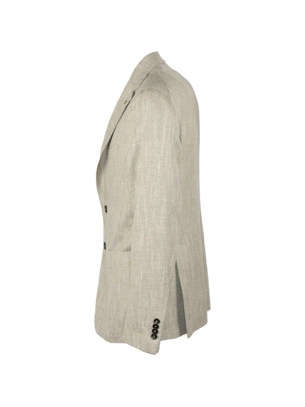 Tagliatore Jas met visgraat-patroon en knoop Beige