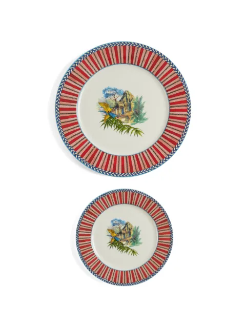 Lisa Corti Jungle Parrot porcelain plate (set of 2)