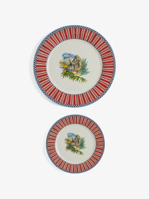 Lisa Corti Jungle Parrot porcelain plate (set of two)