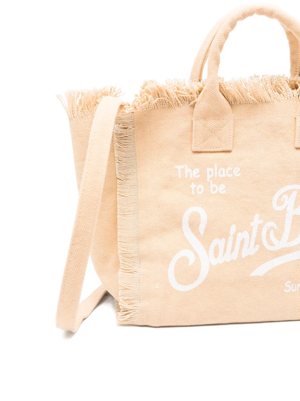 MC2 Saint Barth Colette shopper met logo-print en franje Beige