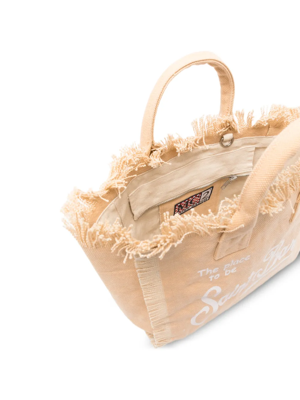 MC2 Saint Barth Colette shopper met logo-print en franje Beige