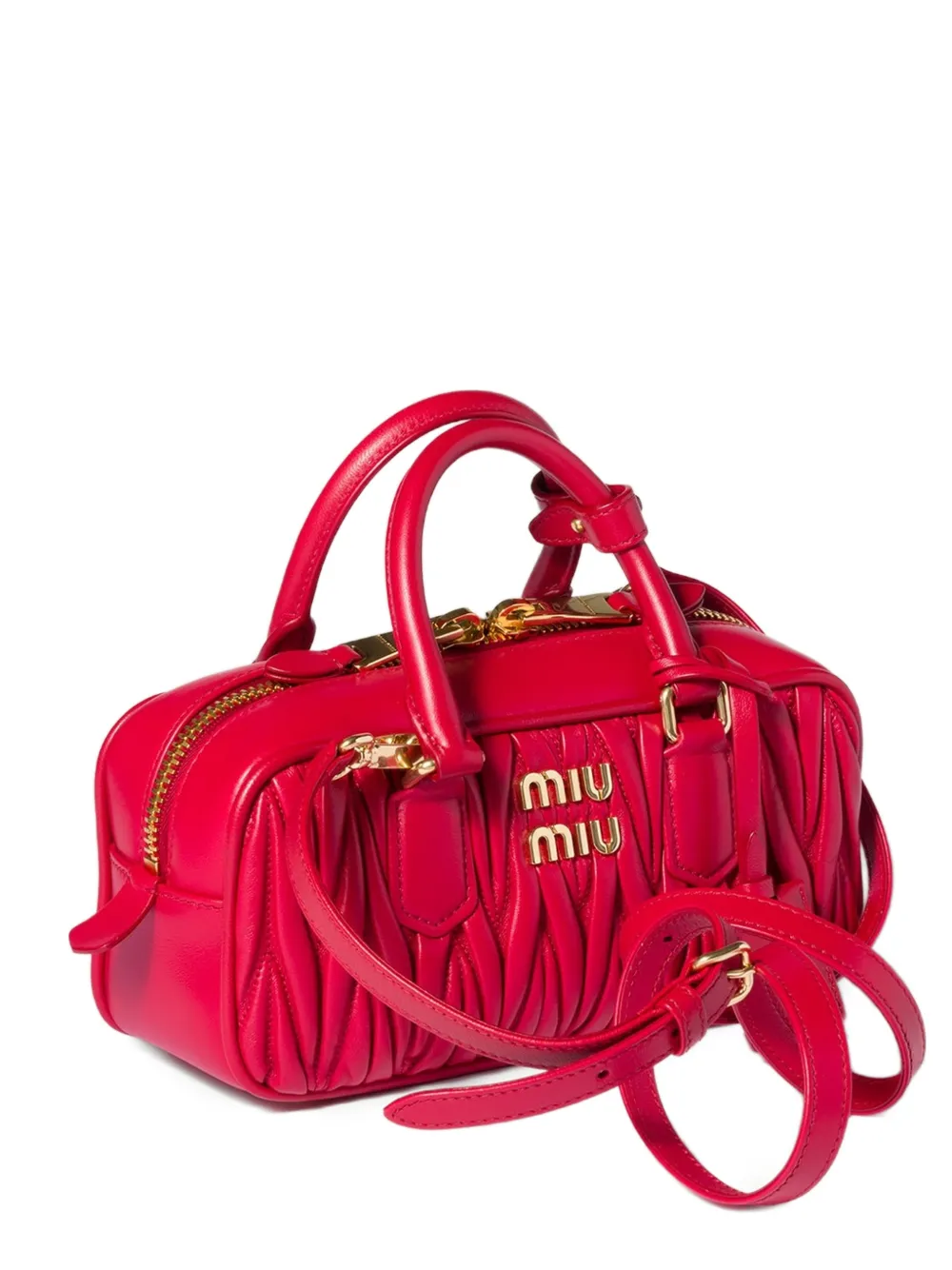 Miu Matelassé leren bucket-tas Roze