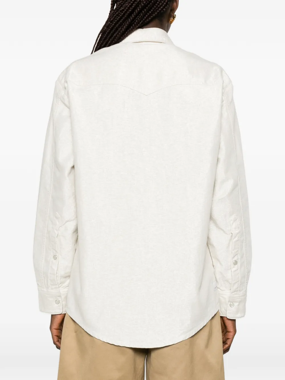 Nine In The Morning Katoenen blouse met zak en knoop Beige