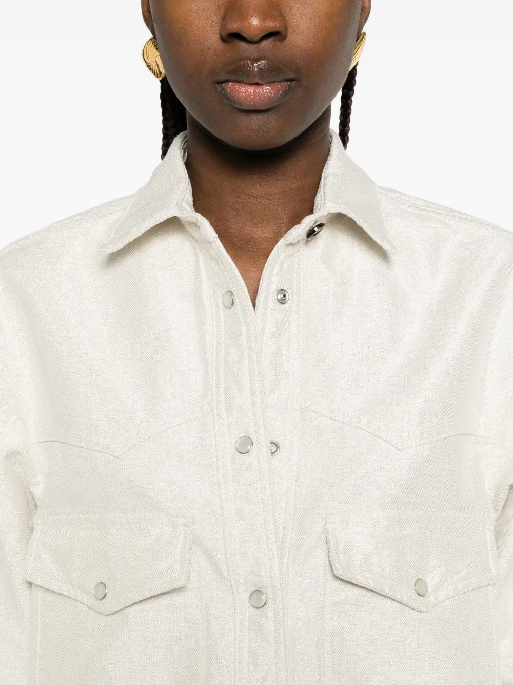 Nine In The Morning Katoenen blouse met zak en knoop Beige
