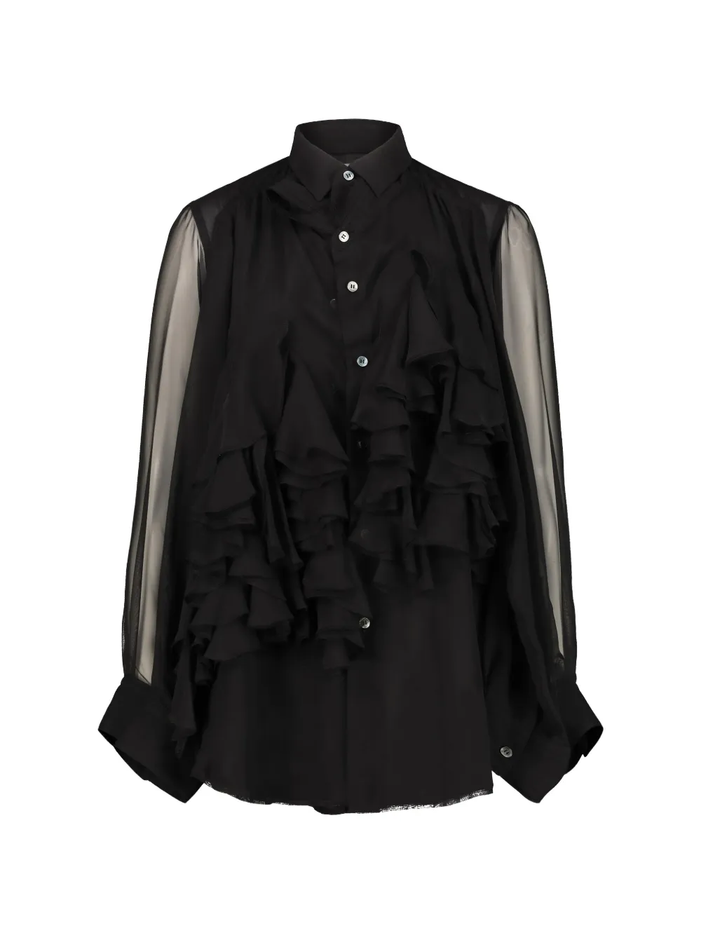 Comme Des Garçons ruffled sheer-panel shirt - Black