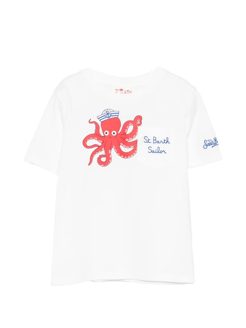 MC2 Saint Barth Kids Eddy octopus-print pocket T-shirt - Bianco